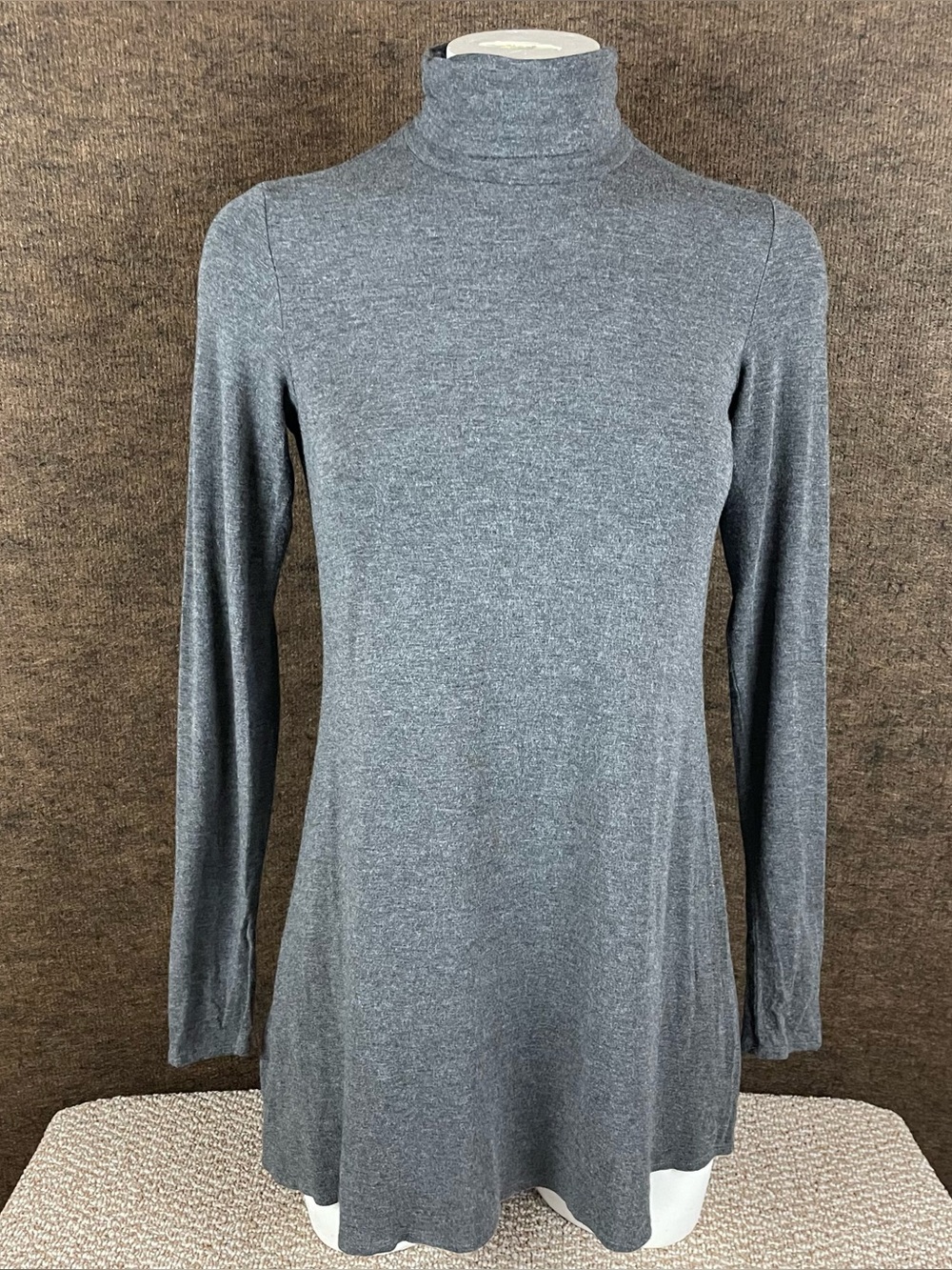 Eileen Fisher Tunic Women’s XS Gray Jersey Turtleneck Stretch Quiet Luxury B31